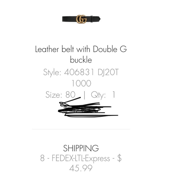 GUCCI Leather Belt w/ GOLD Double G buckle in Black - Picture 6 of 6